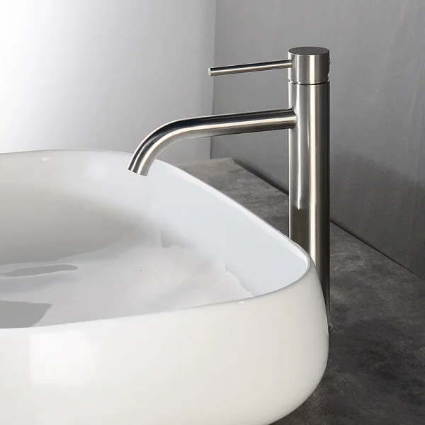 Brushed Gold Bathroom Basin Faucet Cold And Hot Mixer Water Tap Deck Mounted Single Hole & Handle Tall Style Brushed Rose Gold - Image 5
