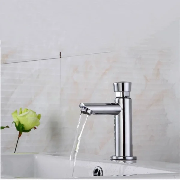 Bathroom Washbasin Faucet Copper Touch Press Time Delay Faucets Auto Self Closing Single Cold Water Toilet Saving Water Tap - Image 2