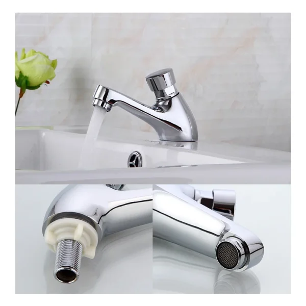 Bathroom Washbasin Faucet Copper Touch Press Time Delay Faucets Auto Self Closing Single Cold Water Toilet Saving Water Tap - Image 5