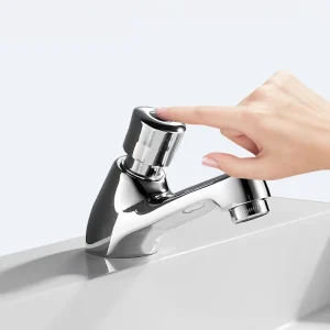 Bathroom Washbasin Faucet Copper Touch Press Time Delay Faucets Auto Self Closing Single Cold Water Toilet Saving Water Tap