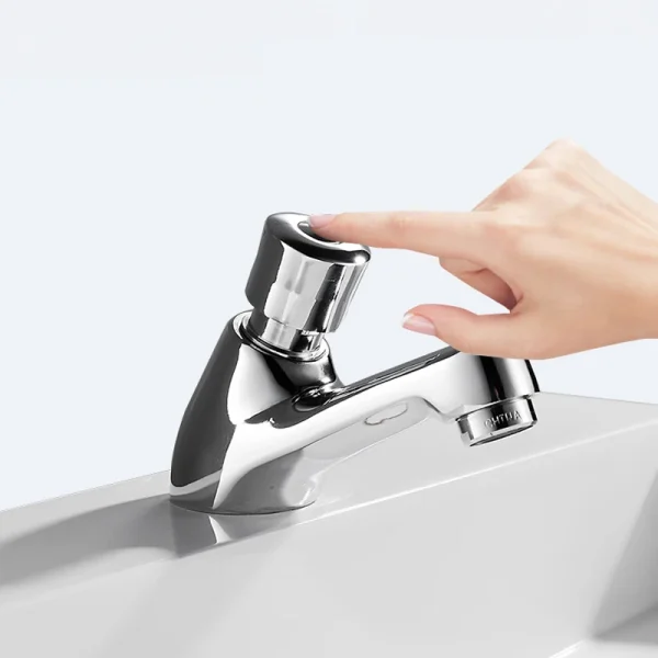 Bathroom Washbasin Faucet Copper Touch Press Time Delay Faucets Auto Self Closing Single Cold Water Toilet Saving Water Tap