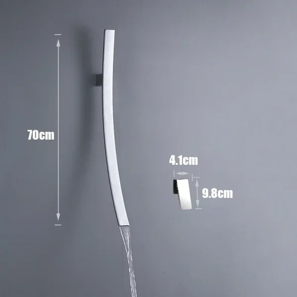 70cm Spout Waterfall Bathroom Faucet Wall Mounted Basin Mixer Tap Single Handle Brass Concealed Sink - Image 4