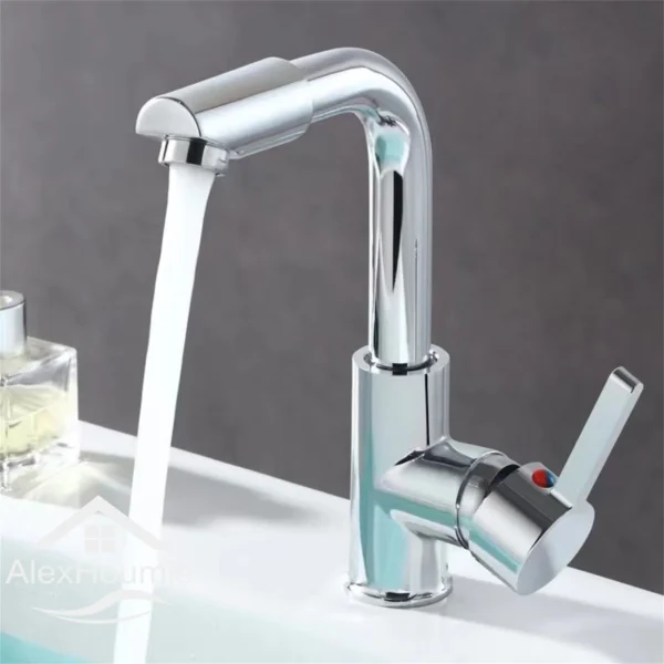 Bathroom Hot and Cold Faucet Basin Water Faucet New Washbasin Tap Deck Mounted Singel Handel Single Hole Chrome