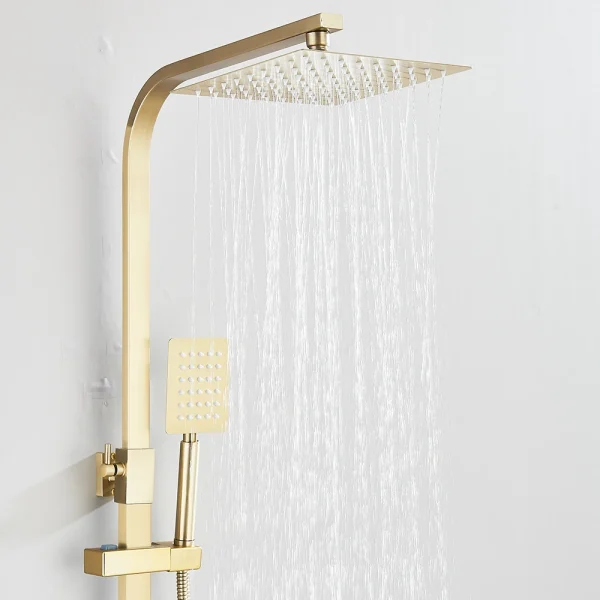 Gold Brushed Shower System 3 in 1 with Rain Handheld Shower Swivel Spout Shower For Bathroom Bathtub Shower Faucet - Image 3