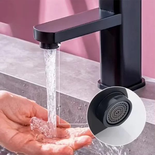 Stainless Steel Painted Faucet Single Hole Faucet Countertop Mount Hot and Cold Sink Mixer Faucet Black Bathroom Faucet - Image 6