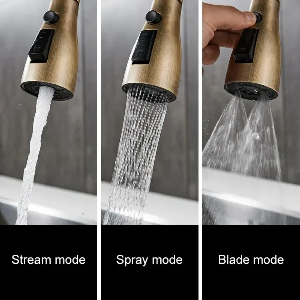 Kitchen Faucets Pull Out Antique Bronze Kitchen Sink Water Mixer Tap Crane Faucet Hot Cold with Sprayer EL9021 - Image 4