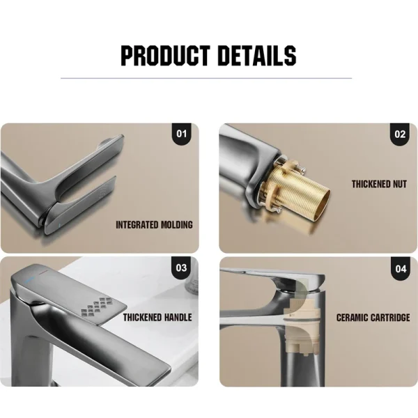 Brass Core Modern Bathroom Sink Faucet Single Handle Deck Mounted Wash Basin Water Tap Hot And Cold Mixer - Image 4