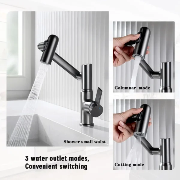 Rotatable Brass Bathroom Faucet Temperature Display 3 Water Modes Luxury Sink Hot and Cold Water Tap Sink Bath Mixer Accessories - Image 4