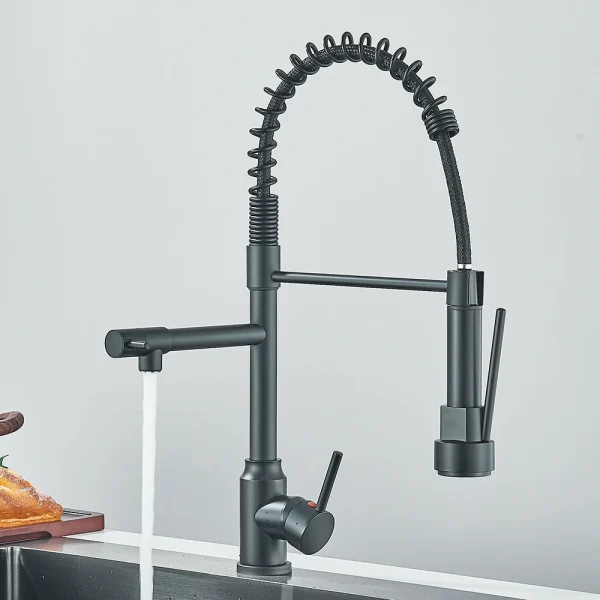 Pull Down Spring Kitchen Faucet Single Lever Hot Cold Mixer Water For Kitchen Sink Dual Spout Nozzle Faucets Crane - Image 4