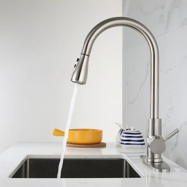 Tapware Removable hot sink Kitchen Flexible faucet with pull down sprayer mixer Black korea type gourmet single lever stream - Image 5