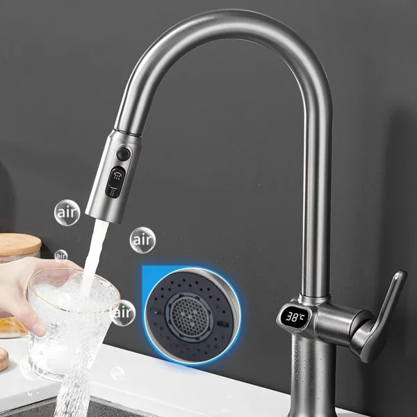 Kitchen Faucet Temperature Faucet Kitchen Pull Out Kitchen Sink Faucet Digital Display Function Rotatable Kitchen Taps - Image 3