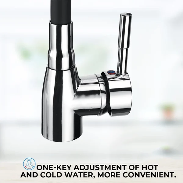 360Rotating Flexible Kitchen Basin Faucet Single Handle Polished Chrome Black Cold and Hot Water Mixer Tap Torneira Deck Mounted - Image 6