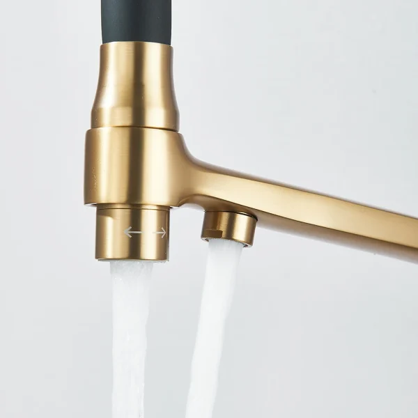 Brushed Gold Kitchen Faucet Filtered Water Dual Spout Purification Feature Kitchen Tap 360 Rotation Water Crane For Kitchen - Image 6