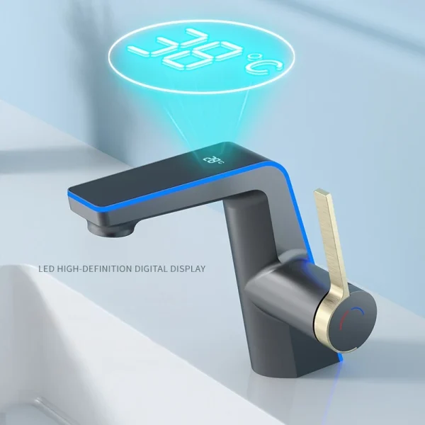 High-end Temperature Display Basin Faucet LED Light 2 Modes Sprayer Hot Cold Water Sink Mixer Wash Tap Single Hole For Bathroom - Image 3