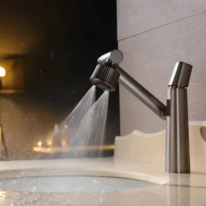 Multifunctional Stream Sprayer Basin Faucet for Bathroom Single Holder 360 Degree Rotatable Lift Washbasin Tap With Hose