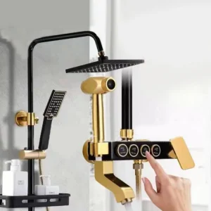 Black Rainfall Shower Bathroom Shower Faucet Set Head Sprayer Bathtub Shower Mixer Thermostatic Bathtub Tap Shower Faucet Mixer