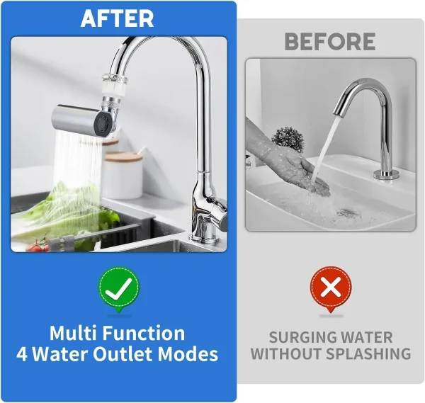 Small Flying Rain Faucet Kitchen Vegetable Washing Shower Faucet Four-speed Rotating Dishwashing Spout Faucet Waterfall Aerator - Image 4