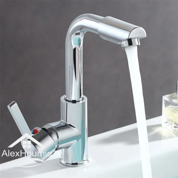 Bathroom Hot and Cold Faucet Basin Water Faucet New Washbasin Tap Deck Mounted Singel Handel Single Hole Chrome - Image 5