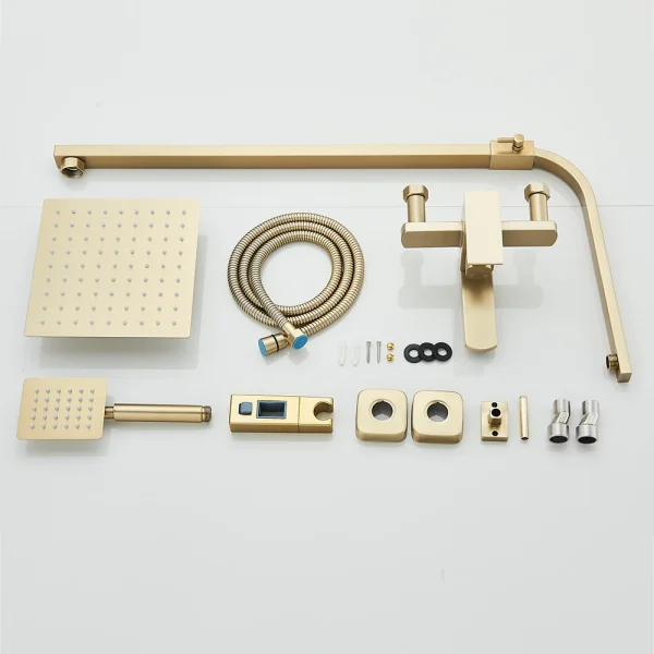 Gold Brushed Shower System 3 in 1 with Rain Handheld Shower Swivel Spout Shower For Bathroom Bathtub Shower Faucet - Image 6