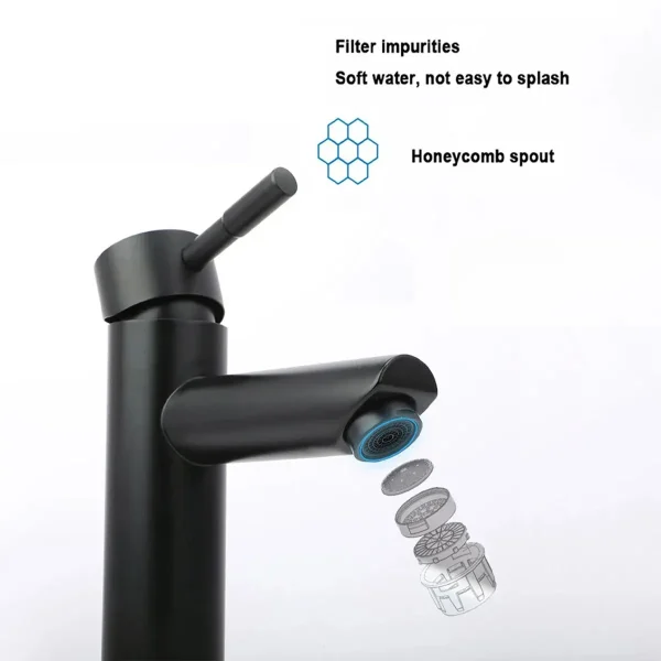 Basin Faucet 304 Stainless Steel Single Cold Water Tap Black Silver Color Deck Mounted Basin Sink Tap G1/2 - Image 5