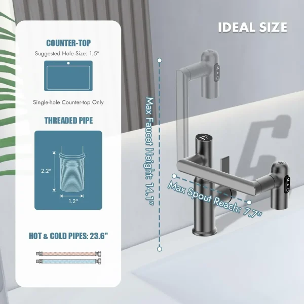 Rotatable Brass Bathroom Faucet Temperature Display 3 Water Modes Luxury Sink Hot and Cold Water Tap Sink Bath Mixer Accessories - Image 3