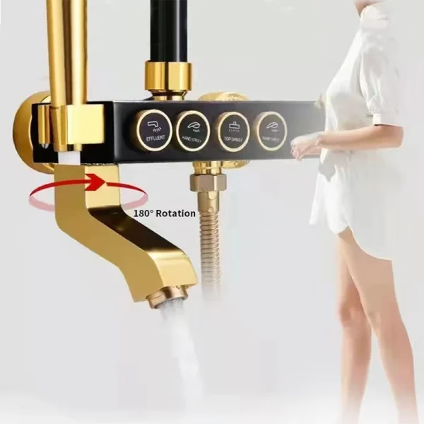 Black Rainfall Shower Bathroom Shower Faucet Set Head Sprayer Bathtub Shower Mixer Thermostatic Bathtub Tap Shower Faucet Mixer - Image 2
