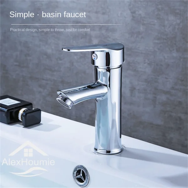 Bathroom Hot and Cold Faucet Basin Water Faucet New Washbasin Tap Deck Mounted Singel Handel Single Hole Chrome - Image 2