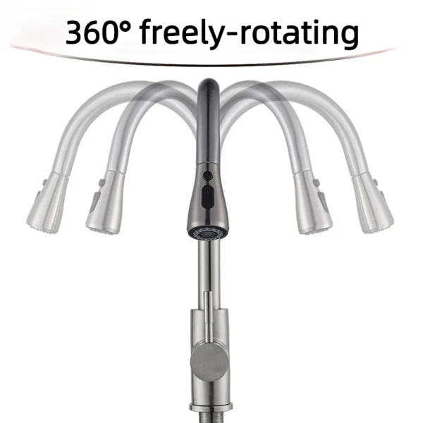 Tapware Removable hot sink Kitchen Flexible faucet with pull down sprayer mixer Black korea type gourmet single lever stream - Image 3