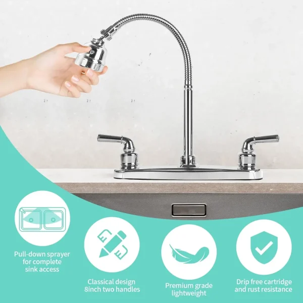 South American RV Kitchen Faucets Dual Port Faucet Kitchen Splashproof Faucet Replacement Sink Faucets Kitchen Accessories ﻿ - Image 5