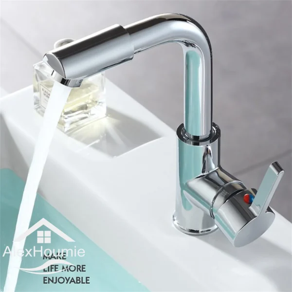 Bathroom Hot and Cold Faucet Basin Water Faucet New Washbasin Tap Deck Mounted Singel Handel Single Hole Chrome - Image 3