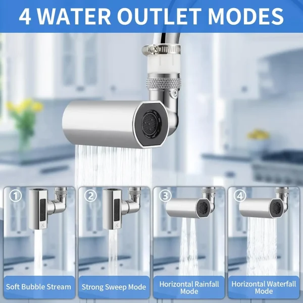Small Flying Rain Faucet Kitchen Vegetable Washing Shower Faucet Four-speed Rotating Dishwashing Spout Faucet Waterfall Aerator - Image 3