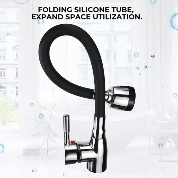 360Rotating Flexible Kitchen Basin Faucet Single Handle Polished Chrome Black Cold and Hot Water Mixer Tap Torneira Deck Mounted - Image 3