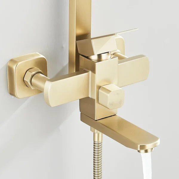 Gold Brushed Shower System 3 in 1 with Rain Handheld Shower Swivel Spout Shower For Bathroom Bathtub Shower Faucet - Image 5