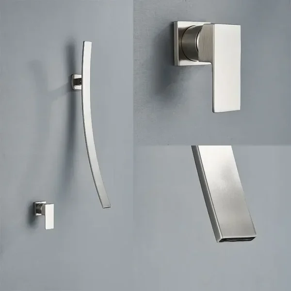 70cm Spout Waterfall Bathroom Faucet Wall Mounted Basin Mixer Tap Single Handle Brass Concealed Sink - Image 3