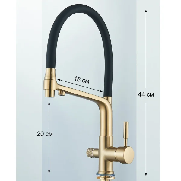 Brushed Gold Kitchen Faucet Filtered Water Dual Spout Purification Feature Kitchen Tap 360 Rotation Water Crane For Kitchen - Image 2
