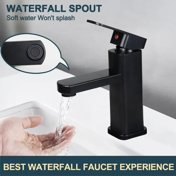 Stainless Steel Painted Faucet Single Hole Faucet Countertop Mount Hot and Cold Sink Mixer Faucet Black Bathroom Faucet - Image 5