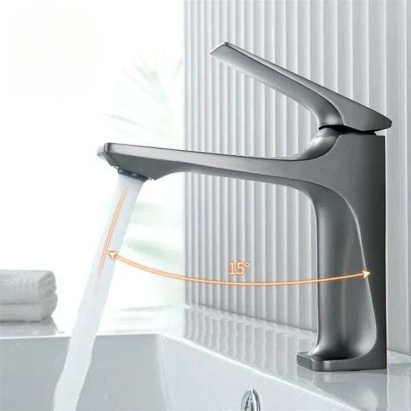 Brass Core Modern Bathroom Sink Faucet Single Handle Deck Mounted Wash Basin Water Tap Hot And Cold Mixer
