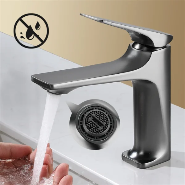Brass Core Modern Bathroom Sink Faucet Single Handle Deck Mounted Wash Basin Water Tap Hot And Cold Mixer - Image 2
