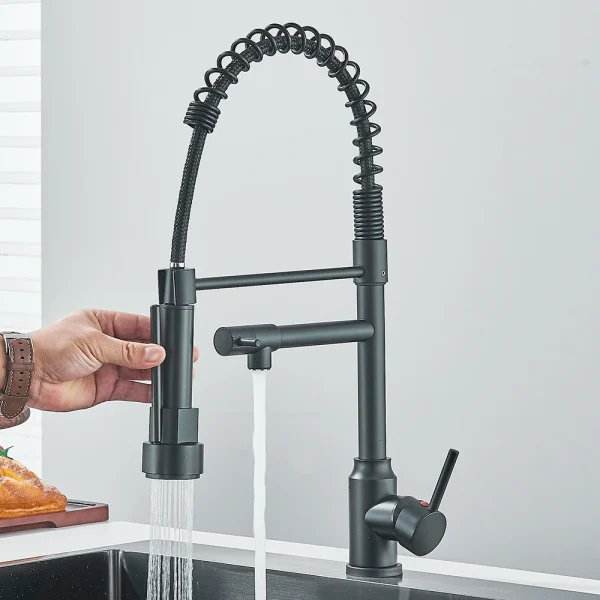 Pull Down Spring Kitchen Faucet Single Lever Hot Cold Mixer Water For Kitchen Sink Dual Spout Nozzle Faucets Crane - Image 3