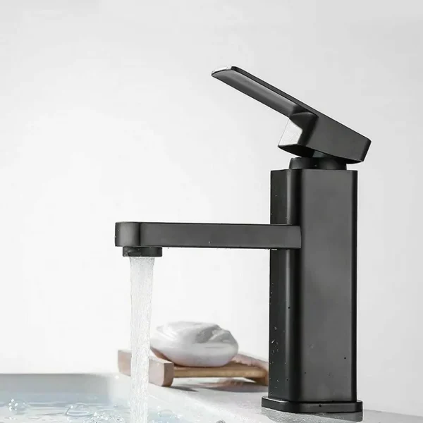 Stainless Steel Painted Faucet Single Hole Faucet Countertop Mount Hot and Cold Sink Mixer Faucet Black Bathroom Faucet - Image 3