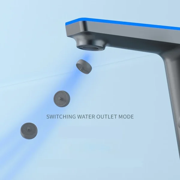 High-end Temperature Display Basin Faucet LED Light 2 Modes Sprayer Hot Cold Water Sink Mixer Wash Tap Single Hole For Bathroom - Image 4
