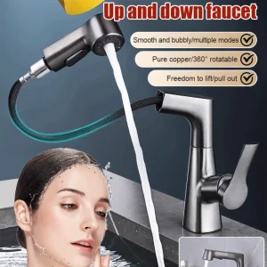 Basin antisplash pullout swivel faucet universal hot and cold water wash basin sink faucet