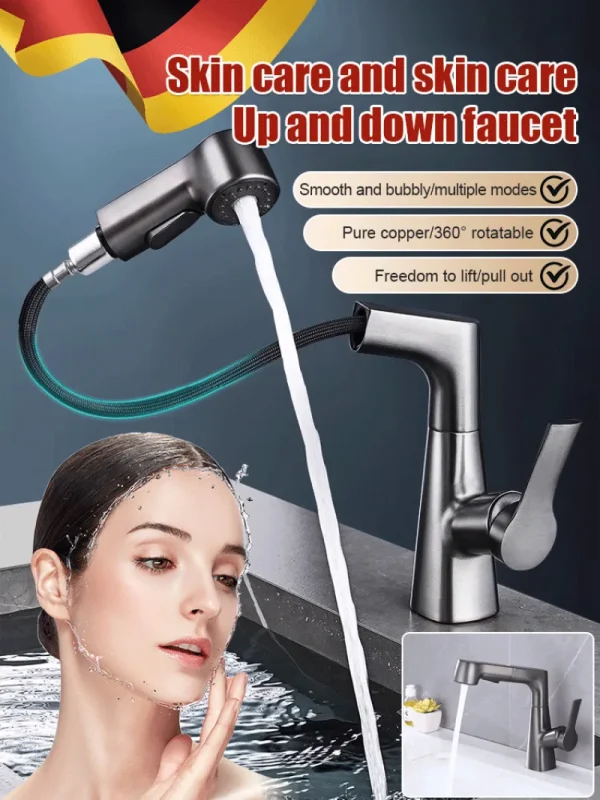 Basin antisplash pullout swivel faucet universal hot and cold water wash basin sink faucet