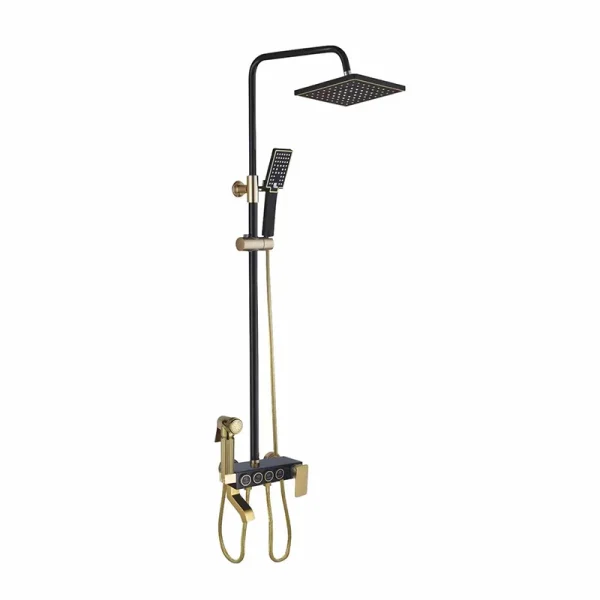 Black Rainfall Shower Bathroom Shower Faucet Set Head Sprayer Bathtub Shower Mixer Thermostatic Bathtub Tap Shower Faucet Mixer - Image 4