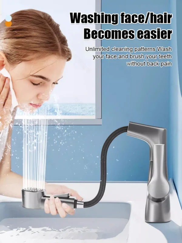 Basin antisplash pullout swivel faucet universal hot and cold water wash basin sink faucet - Image 4