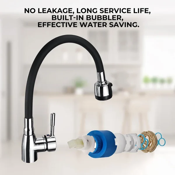360Rotating Flexible Kitchen Basin Faucet Single Handle Polished Chrome Black Cold and Hot Water Mixer Tap Torneira Deck Mounted - Image 4