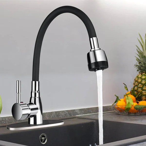360Rotating Flexible Kitchen Basin Faucet Single Handle Polished Chrome Black Cold and Hot Water Mixer Tap Torneira Deck Mounted - Image 2