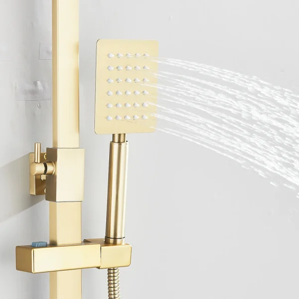 Gold Brushed Shower System 3 in 1 with Rain Handheld Shower Swivel Spout Shower For Bathroom Bathtub Shower Faucet - Image 4