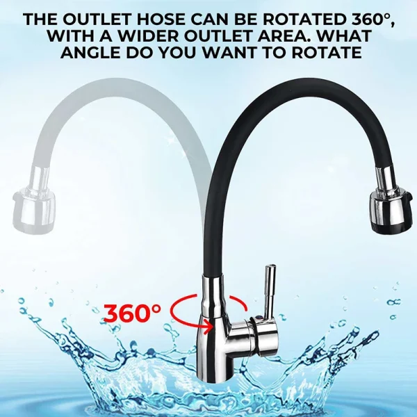 360Rotating Flexible Kitchen Basin Faucet Single Handle Polished Chrome Black Cold and Hot Water Mixer Tap Torneira Deck Mounted - Image 5